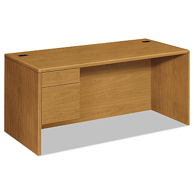 HON 10700 Series "L" Workstation Desk with Three-Quarter Height Pedestal on Left, 66" x 30" x 29.5", Harvest (HON10784LCC)