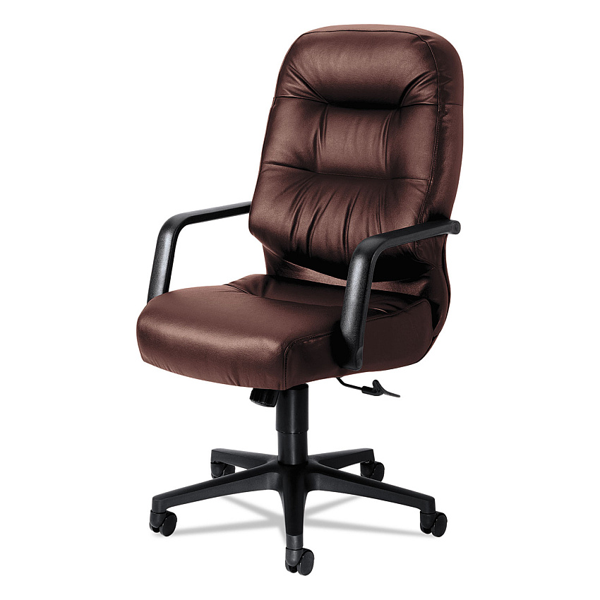 HON Pillow-Soft 2090 Series Executive High-Back Swivel/Tilt Chair, Supports 300 lb, 16.75" to 21.25" Seat, Burgundy, Black Base (HON2091SR69T)