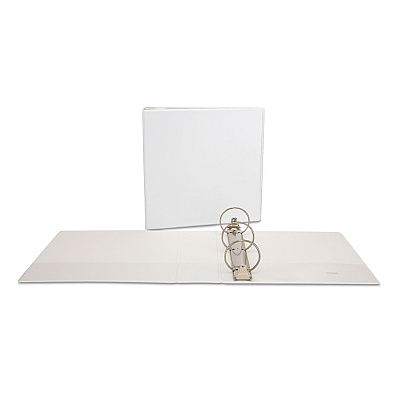 Universal Deluxe Round Ring View Binder, 3 Rings, 3" Capacity, 11 x 8.5, White (UNV20752)