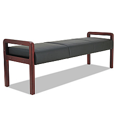 Alera Reception Lounge WL Series Bench, Three-Seater, 65.75w x 22.25d x 22.88h, Black/Mahogany (ALERL2419M)