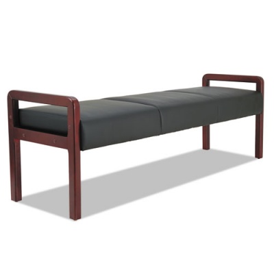 Alera Reception Lounge WL Series Bench, Three-Seater, 65.75w x 22.25d x 22.88h, Black/Mahogany (RL2419M)