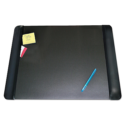 Artistic Executive Desk Pad with Antimicrobial Protection, Leather-Like Side Panels, 24 x 19, Black (AOP413841)