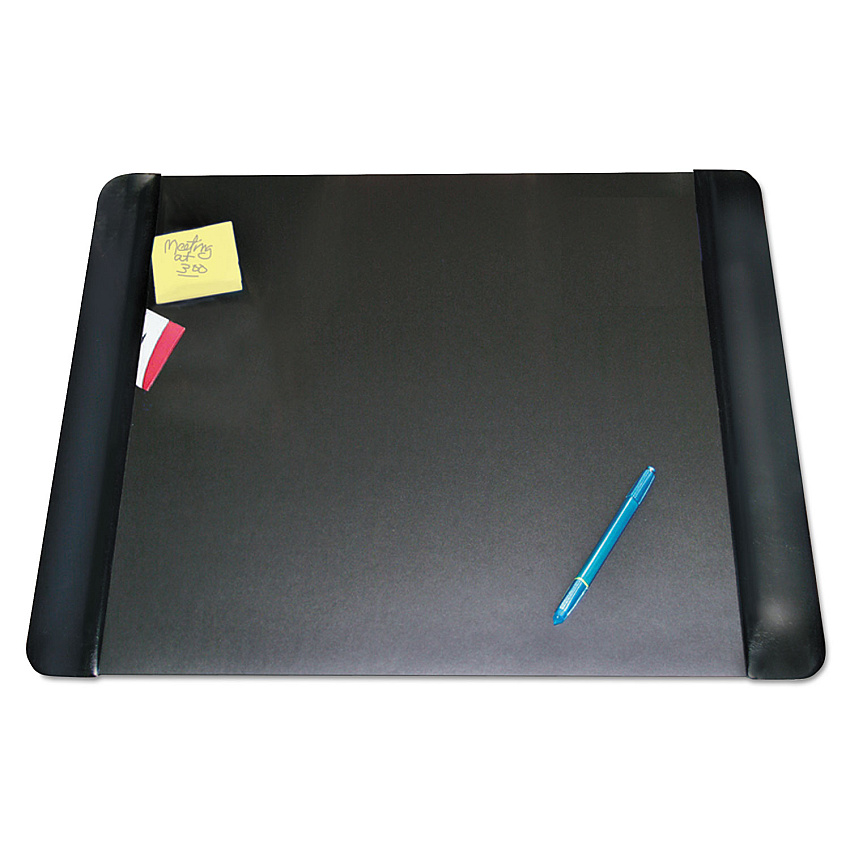 Artistic Executive Desk Pad with Antimicrobial Protection, Leather-Like Side Panels, 24 x 19, Black (AOP413841)