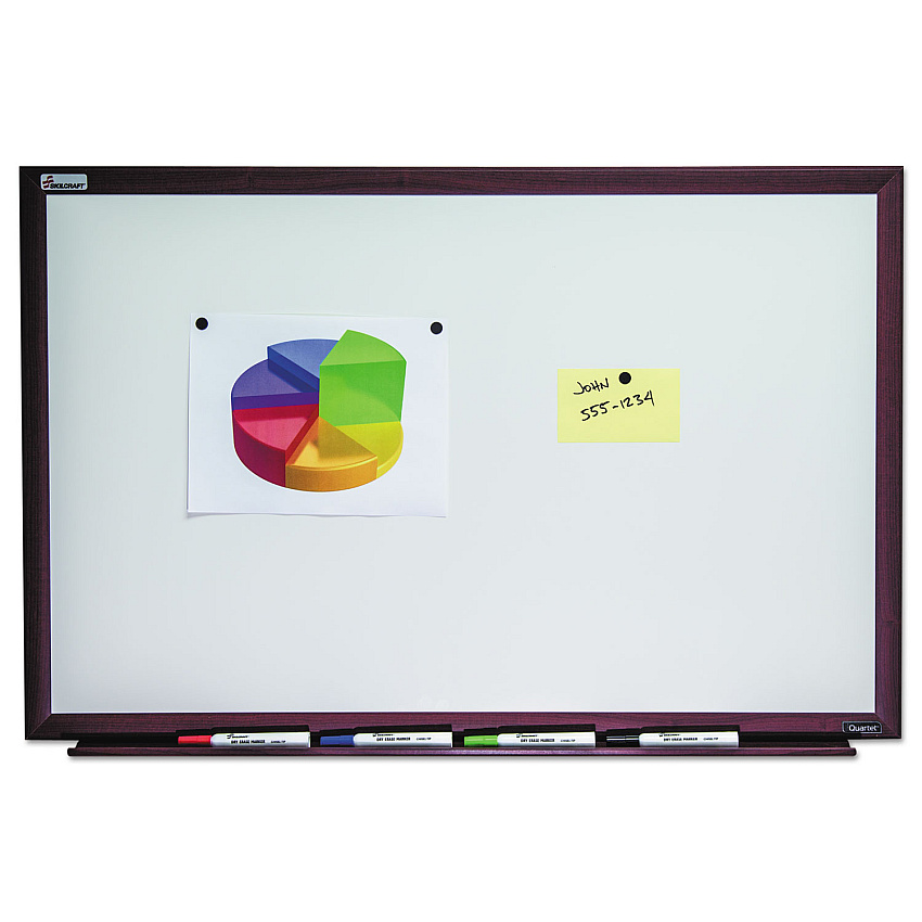 AbilityOne 7110016305170, SKILCRAFT Magnetic Porcelain Dry Erase Board, 72 x 48, White Surface, Brown Mahogany Frame