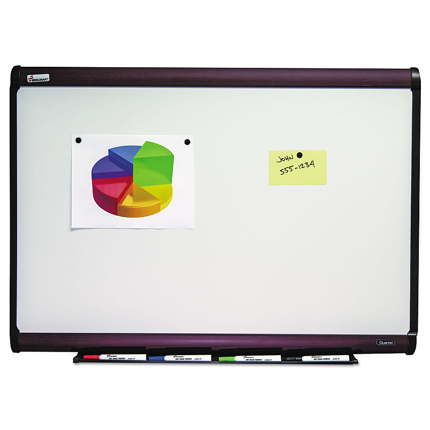 AbilityOne 7110016305166, SKILCRAFT Magnetic Porcelain Dry Erase Board, 72 x 48, White Surface, Brown Mahogany Frame