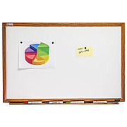 AbilityOne 7110013347080, SKILCRAFT Magnetic Porcelain Dry Erase Board, 48 x 36, White Surface, Light Brown Oak Frame