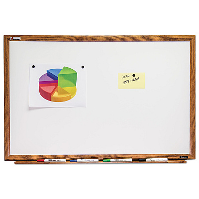 AbilityOne 7110013347080, SKILCRAFT Magnetic Porcelain Dry Erase Board, 48 x 36, White Surface, Light Brown Oak Frame