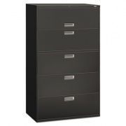 HON Brigade 600 Series Lateral File, 4 Legal/Letter-Size File Drawers, 1 Roll-Out File Shelf, Charcoal, 42" x 19.25" x 67" (HON695LS)