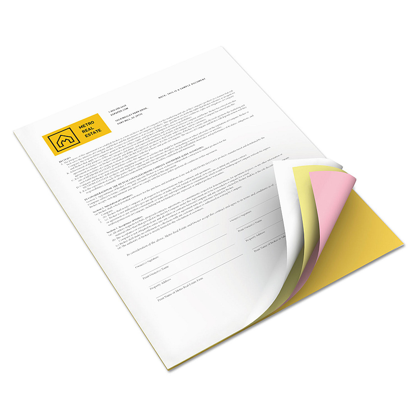 Xerox Vitality Multipurpose Carbonless 4-Part Paper, 8.5 x 11, Goldenrod/Pink/Canary/White, 5,000/Carton (XER3R12856)