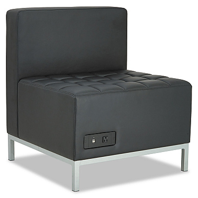 Alera QUB Series Powered Armless L Sectional, 26.38w x 26.38d x 30.5h, Black (ALEQB8116P)