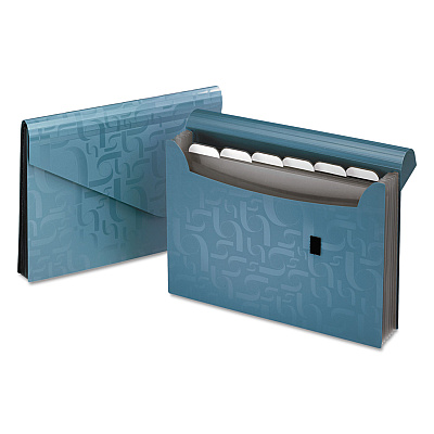 Pendaflex Expanding Poly Files, 3.5" Expansion, 7 Sections, Hook/Loop Closure, 1/6-Cut Tabs, Letter Size, Blue (PFX01158)