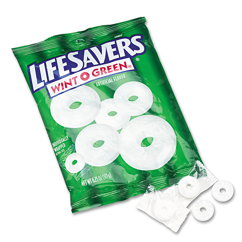 LifeSavers Hard Candy Mints, Wint-O-Green, Individually Wrapped, 6.25 oz Bag (LFS88504)