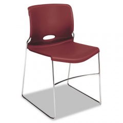 HON Olson Stacker High Density Chair, Supports 300 lb, 17.75" Seat Height, Mulberry Seat, Mulberry Back, Chrome Base, 4/Carton (4041MB)
