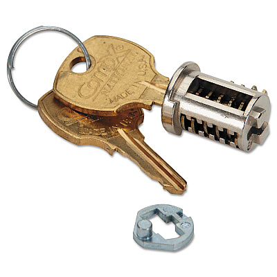 Replacement Removable Lock Core Kit for HON Locking File Cabinets and Pedestals, Brushed Chrome (HONF23CX)