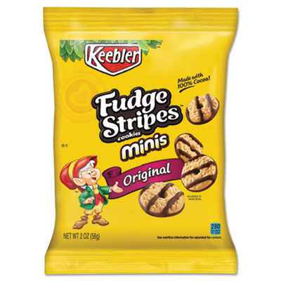 Keebler Mini Cookies, Fudge Stripes, 2 oz Snack Pack, 8/Box (21771)