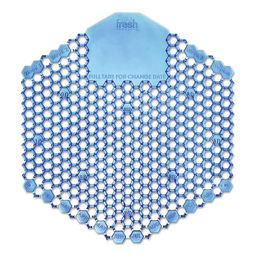 Fresh Products Wave 3D Urinal Deodorizer Screen, Cotton Blossom Scent, Blue, 10/Box, 6 Boxes/Carton (FRS3WDS60CBLCT)
