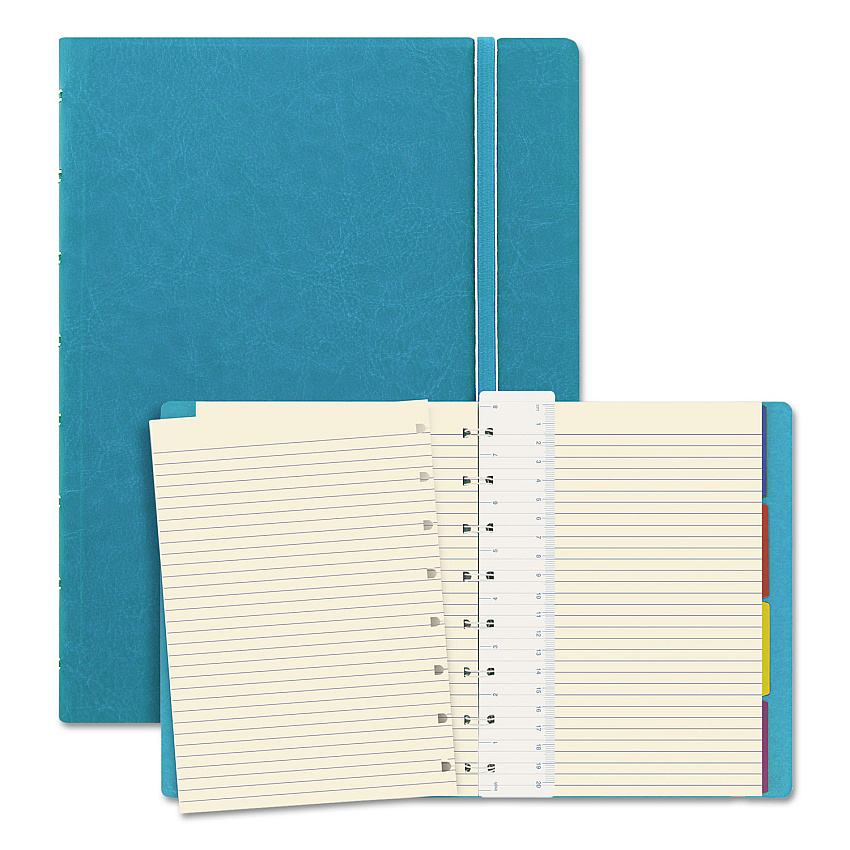 Filofax Notebook, 1-Subject, Medium/College Rule, Aqua Cover, (112) 8.25 x 5.81 Sheets (REDB115012U)