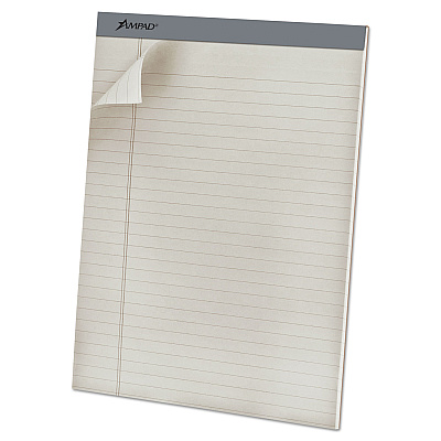Ampad Pastel Writing Pads, Wide/Legal Rule, Dove Gray Headband, 50 Gray 8.5 x 11.75 Sheets, Dozen (TOP20620)