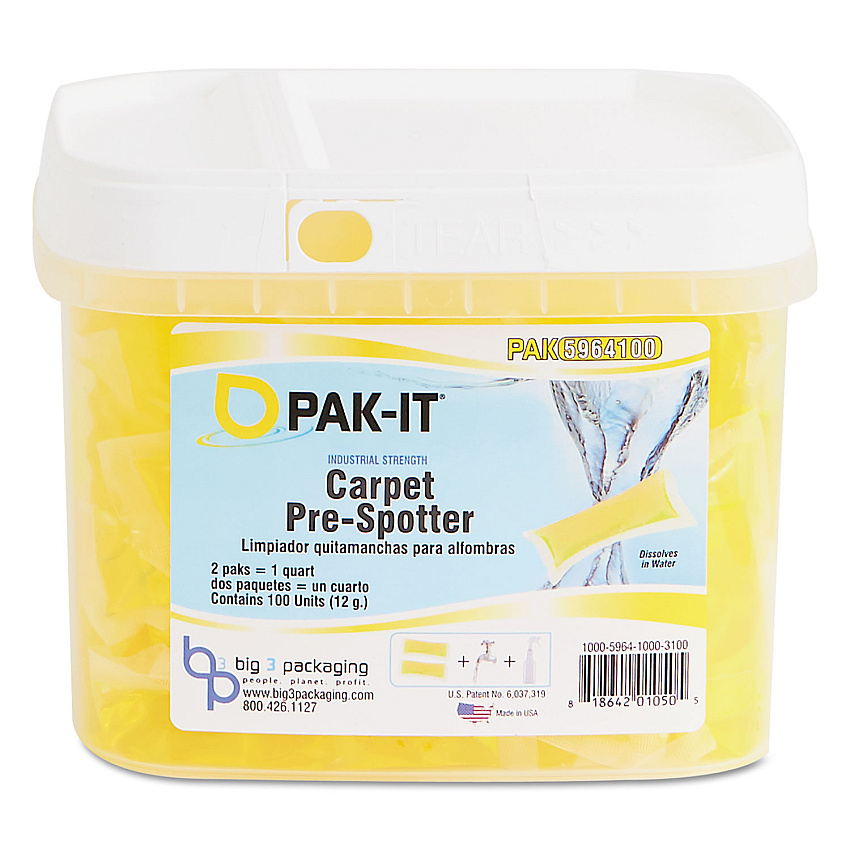 Carpet Pre-Spotter, Citrus Scent, 100 PAK-ITs/Tub, 4 Tubs/Carton (BIG5964203400CT)