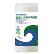 Boardwalk Natural All Purpose Wipes, 7 x 8, Unscented, White, 75/Canister (4736EA)