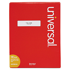 Universal White Labels, Inkjet/Laser Printers, 1 x 4, White, 20/Sheet, 100 Sheets/Box (UNV80104)