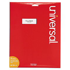 Universal White Labels, Inkjet/Laser Printers, 1 x 2.63, White, 30/Sheet, 25 Sheets/Pack (UNV80101)