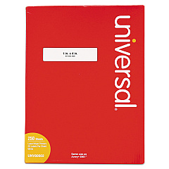 Universal White Labels, Inkjet/Laser Printers, 1 x 4, White, 20/Sheet, 250 Sheets/Box (UNV80002)
