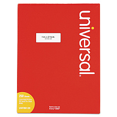 Universal White Labels, Inkjet/Laser Printers, 1 x 2.63, White, 30/Sheet, 250 Sheets/Pack (UNV80120)