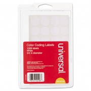 Universal Self-Adhesive Removable Color-Coding Labels, 0.75" dia., White, 28/Sheet, 36 Sheets/Pack (40108)