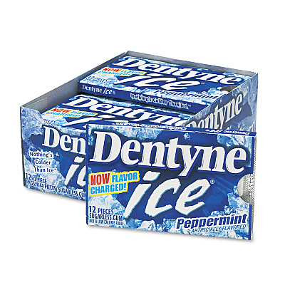 Dentyne Ice Sugarless Gum, Peppermint Flavor,16 Pieces/Pack, 9 Packs/Box (CDB3125400)