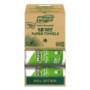 Marcal 100% Premium Recycled Kitchen Roll Towels, Roll Out Box, 2-Ply, 11 x 5.5, White, 140 Sheets, 12 Rolls/Carton (6183)