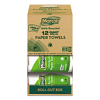 Marcal 100% Premium Recycled Kitchen Roll Towels, Roll Out Box, 2-Ply, 11 x 5.5, White, 140 Sheets, 12 Rolls/Carton (MRC6183)