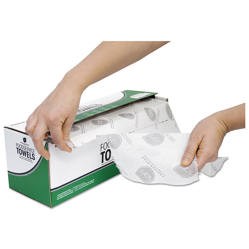 Sani Professional Dry Foodservice Kitchen Roll Towels, 1-Ply, 15 x 7.5 White, 200/Roll, 4 Roll/Carton (NICG125DA)