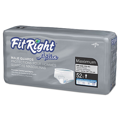 Medline FitRight Active Male Guards, 6" x 11", White, 52/Pack (MIIMSCMG02)
