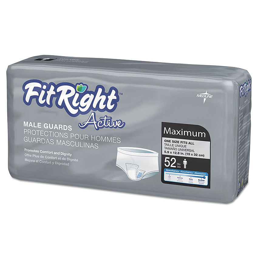 Medline FitRight Active Male Guards, 6" x 11", White, 52/Pack (MIIMSCMG02)