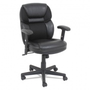 OIF LEATHER/MESH MID-BACK CHAIR, SUPPORTS UP TO 250 LBS., BLACK SEAT/BLACK BACK, BLACK BASE (FL4213)