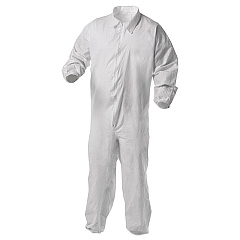 KleenGuard A35 Liquid and Particle Protection Coveralls, Zipper Front, Elastic Wrists and Ankles, X-Large, White, 25/Carton (KCC38929)