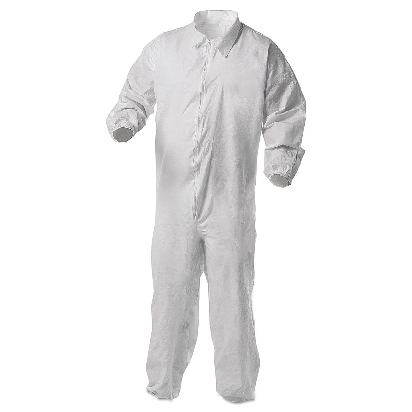 KleenGuard A35 Liquid and Particle Protection Coveralls, Zipper Front, Elastic Wrists and Ankles, X-Large, White, 25/Carton (KCC38929)
