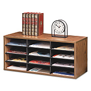 Fellowes Particle Board Desktop Sorter, 12 Compartments, 29 x 11.88 x 12.94, Medium Oak (FEL25400)