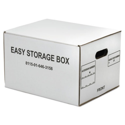 AbilityOne 8115016463158 SKILCRAFT Easy Storage Box, Letter/Legal Files, 14.75" x 12" x 9.5", White, 12/Bundle