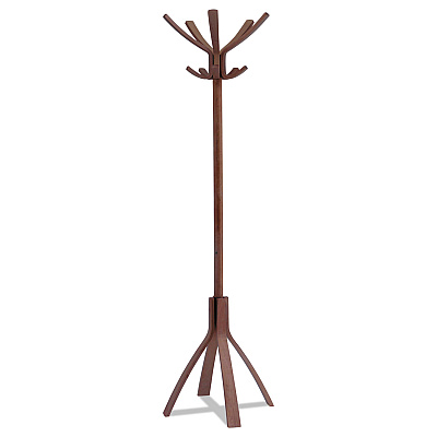 Alba Cafe Wood Coat Stand, Ten Peg/Five Hook, 21.67w x 21.67d x 69.33h, Espresso Brown (ABAPMCAFE)