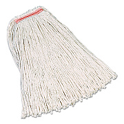 Rubbermaid Commercial Premium Cut-End Cotton Mop, White, 32 Oz, 1" Orange Headband, 12/carton (RCPF119WHI)