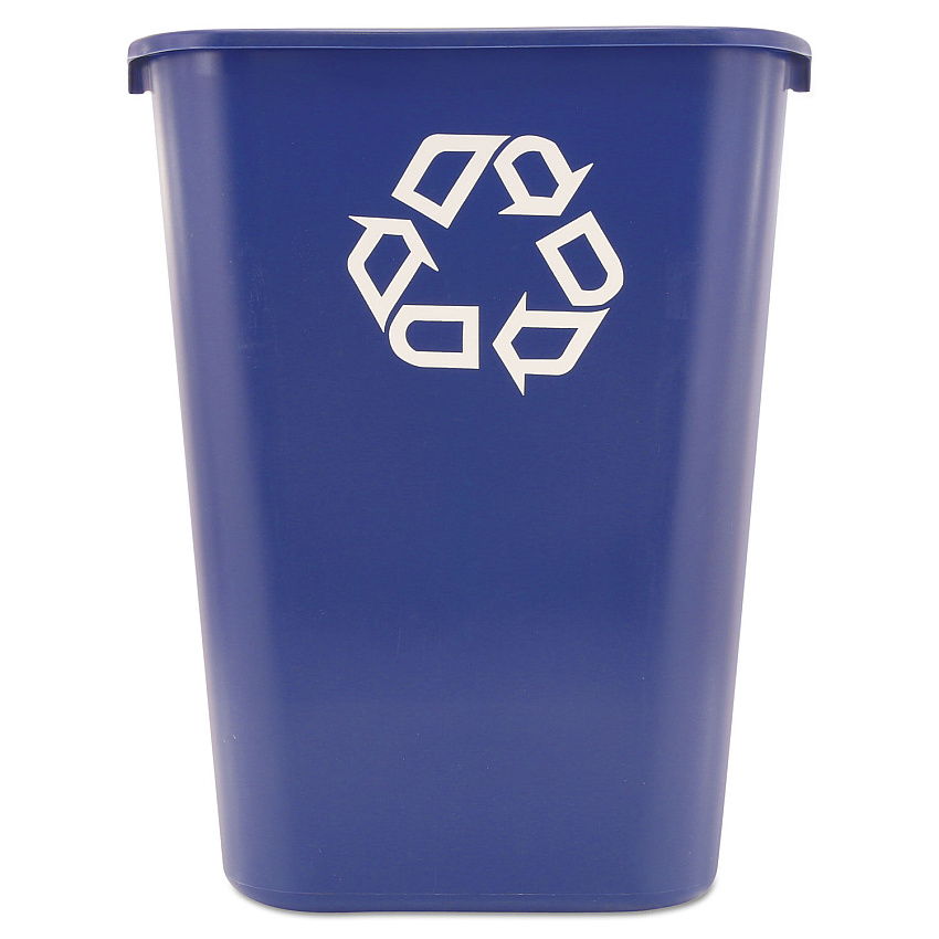 Rubbermaid Commercial Deskside Recycling Container with Symbol, Large, 41.25 qt, Plastic, Blue (RCP295773BE)