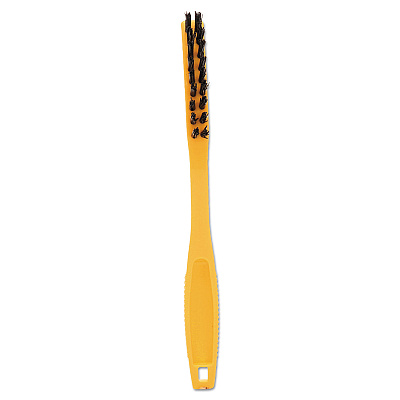 Rubbermaid Commercial Synthetic-Fill Tile and Grout Brush, Black Plastic Bristles, 2.5" Brush, 8.5" Yellow Plastic Handle (RCP9B56BLA)