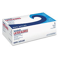 Boardwalk General-Purpose Latex Gloves, Powder-Free, 4.4 mil, Large, Natural, 100/Box (BWK345LBX)
