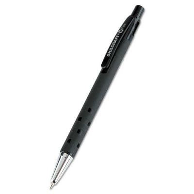 AbilityOne 7520013527309 SKILCRAFT Rubberized Ballpoint Pen, Retractable, Fine 0.7 mm, Black Ink, Black Barrel, Dozen
