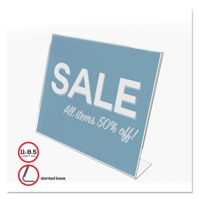 deflecto Classic Image Slanted Sign Holder, Landscaped, 11 x 8.5 Insert, Clear (66701)