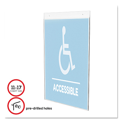 deflecto Classic Image Single-Sided Wall Sign Holder, Plastic, 11 x 17 Insert, Clear (DEF68001)