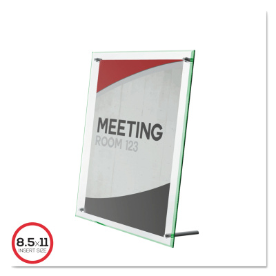 deflecto Superior Image Beveled Edge Sign Holder, Letter Insert, Clear/Green-Tinted Edges (799693)