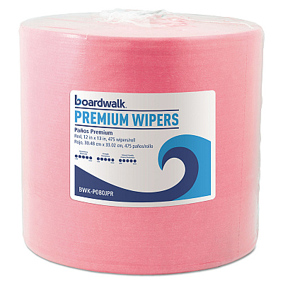 Boardwalk Hydrospun Wipers, 12 x 12, Red, 475/Roll (BWKP080JPR)